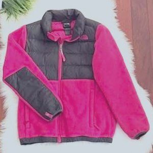 Northface Girls 550 Jacket Coat Fleece and Puffer Combo Hot Pink Black Sz 10 12